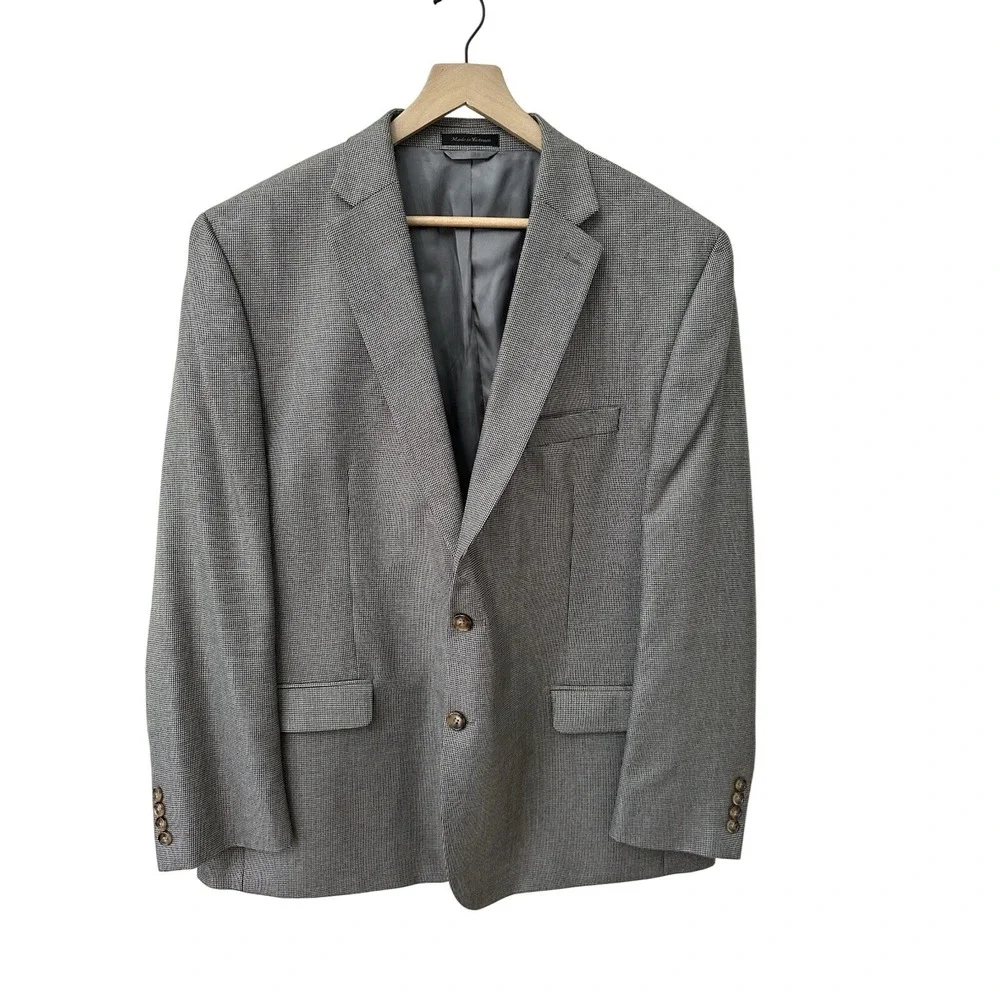 Lauren Ralph Lauren Blazer 48R Black White Houndstooth Sport Coat Two Button